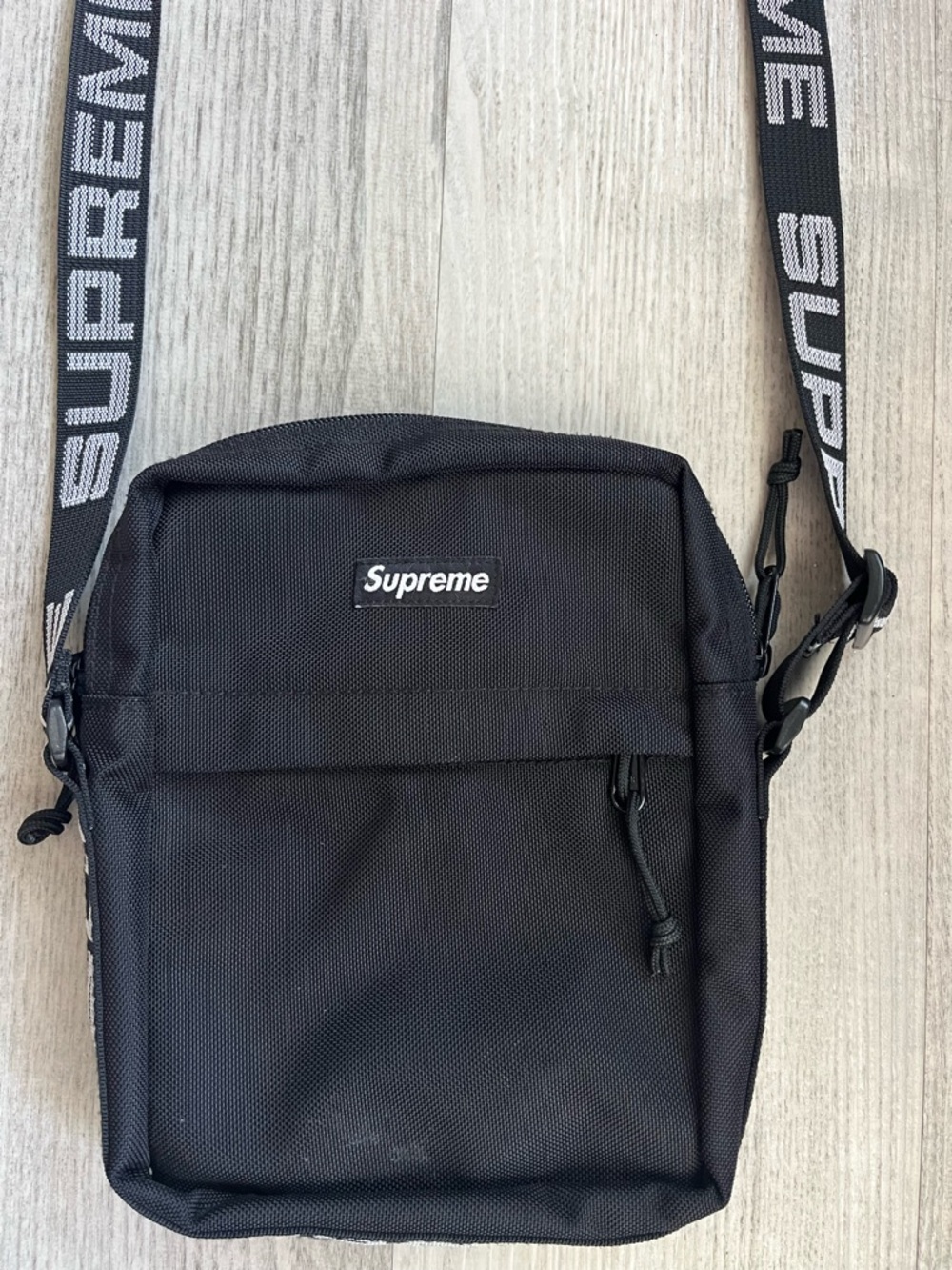 Supreme Black Crossbody Bag with Logo Strap